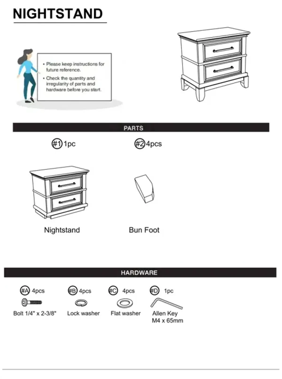 Contemporary 1 Piece Nightstand Gray Color Solid Wood Veneer Pewter Bar Pulls Crown Molding Details