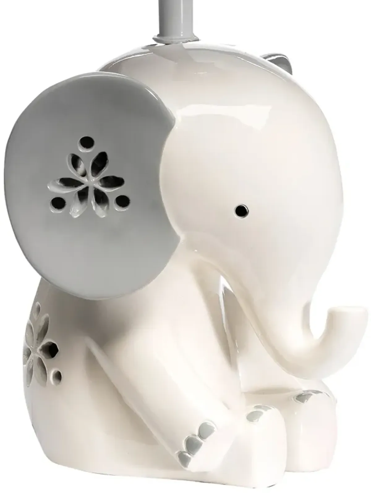 Lambs & Ivy Happy Jungle White/Grey Elephant Nursery Lamp with Shade & Bulb