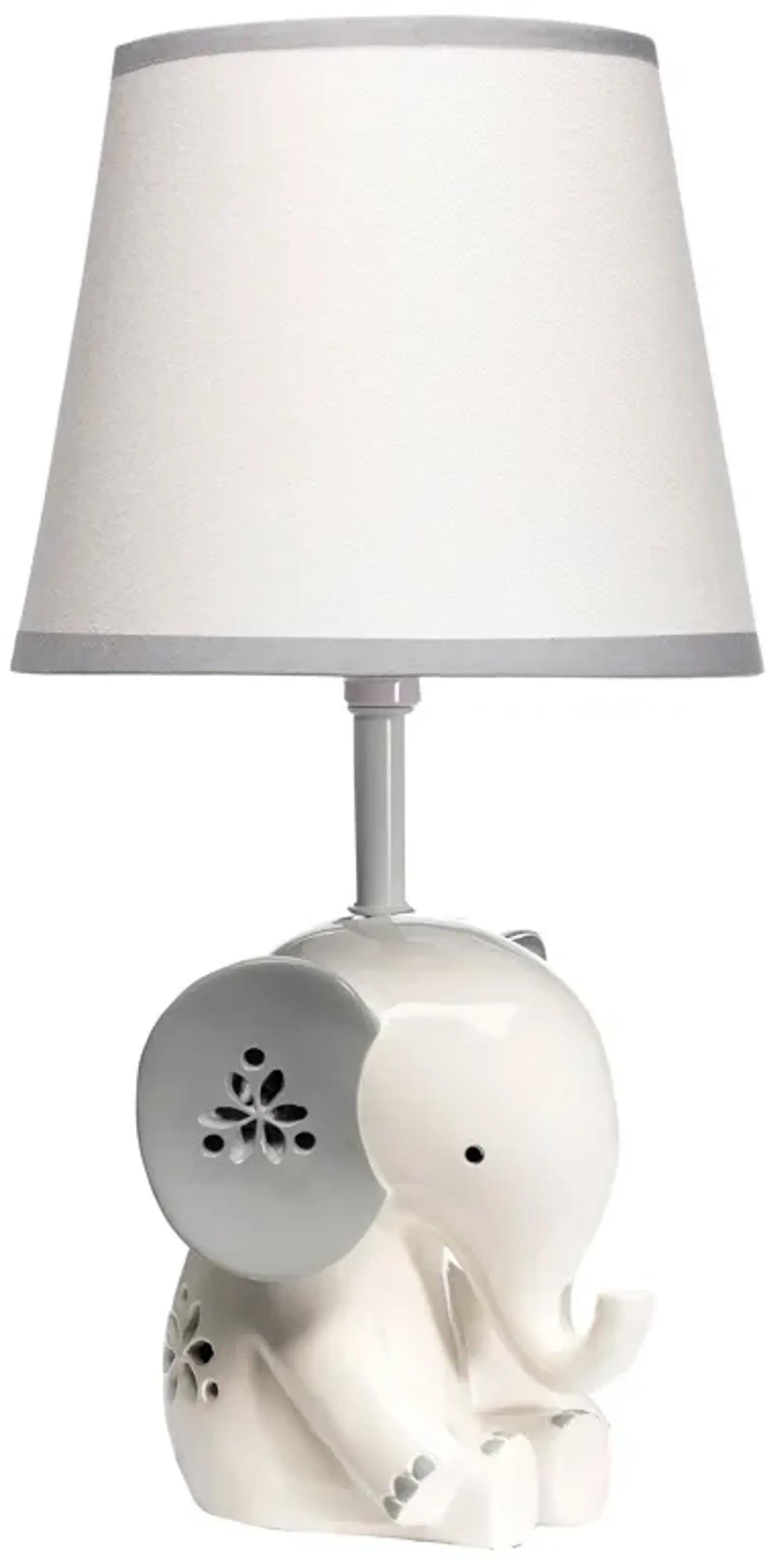 Lambs & Ivy Happy Jungle White/Grey Elephant Nursery Lamp with Shade & Bulb