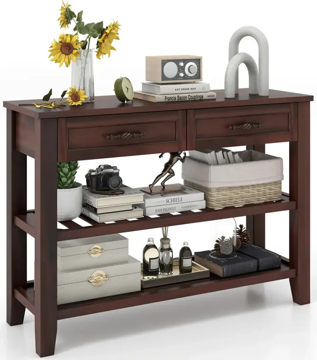 3-tier Console Table with 2 Drawers for Living Room Entryway