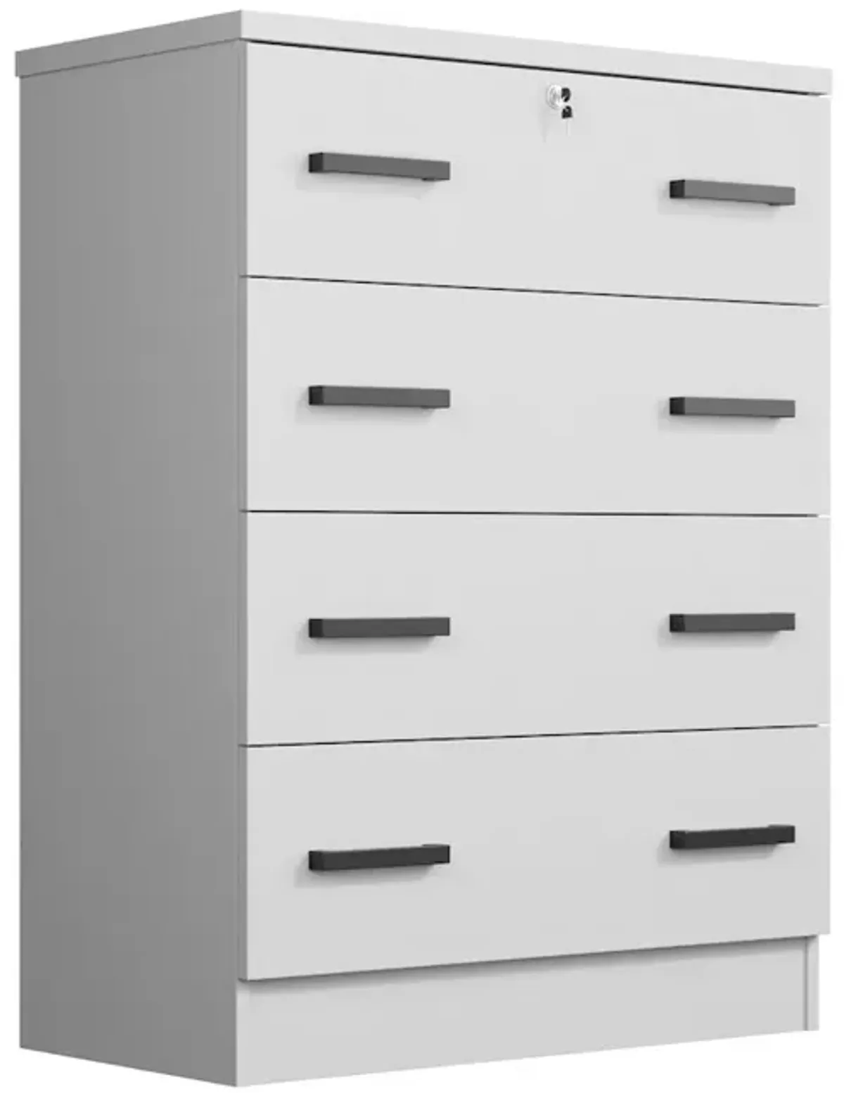 WPfurniture 4 Drawer Chest Wooden Dresser with Lock (White)