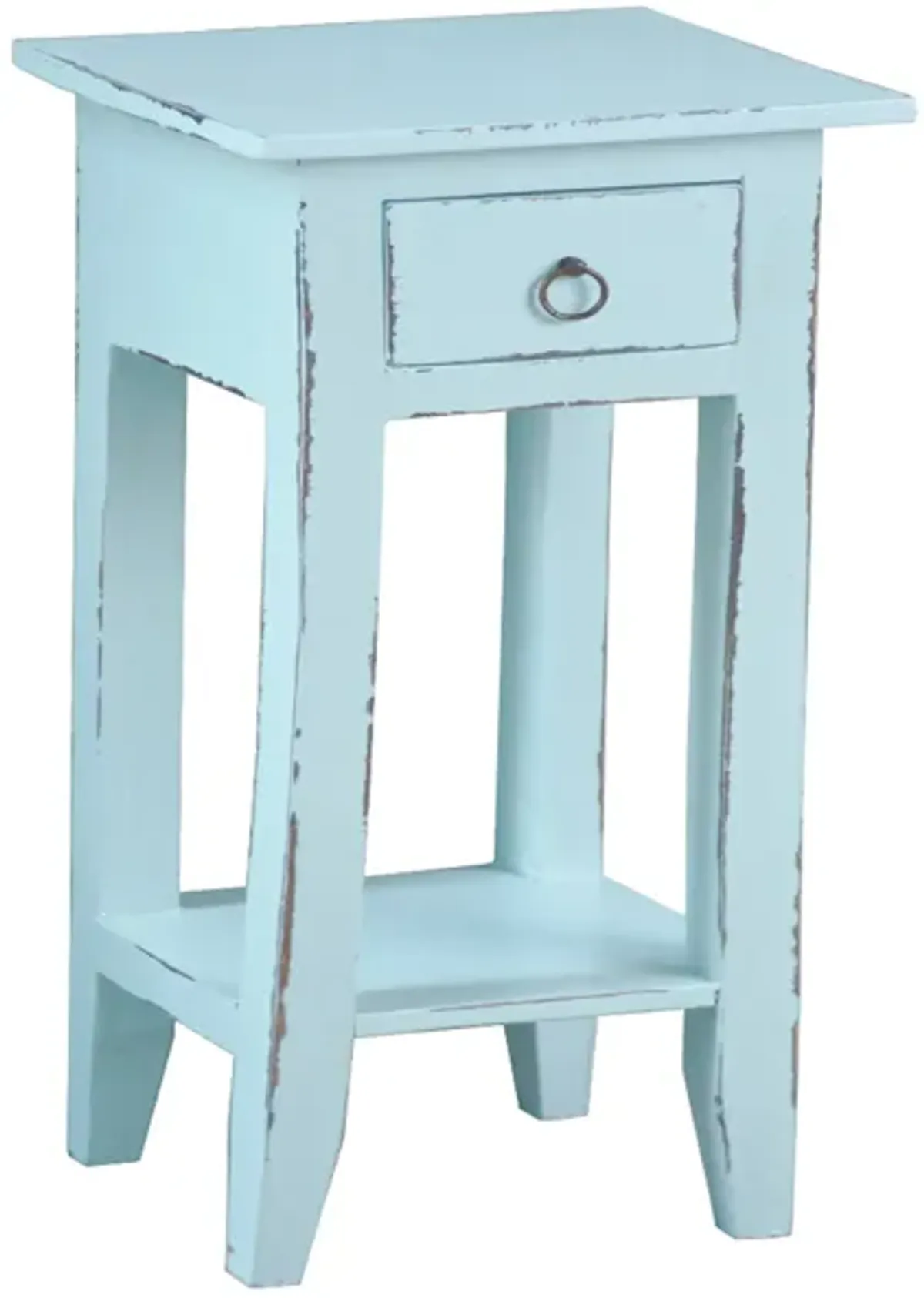 Shabby Chic Cottage 11.8 in. Square Solid Wood End Table with 1 Drawer