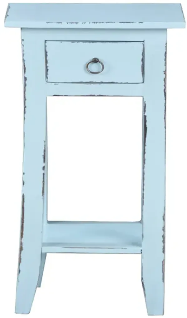 Shabby Chic Cottage 11.8 in. Square Solid Wood End Table with 1 Drawer