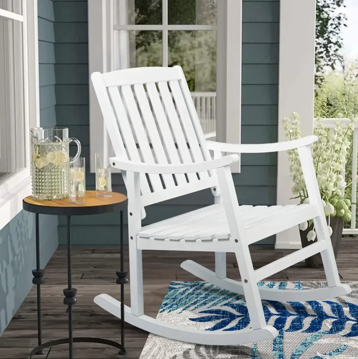 Penny Classic Slat Back Acacia Wood Patio Outdoor Rocking Chair