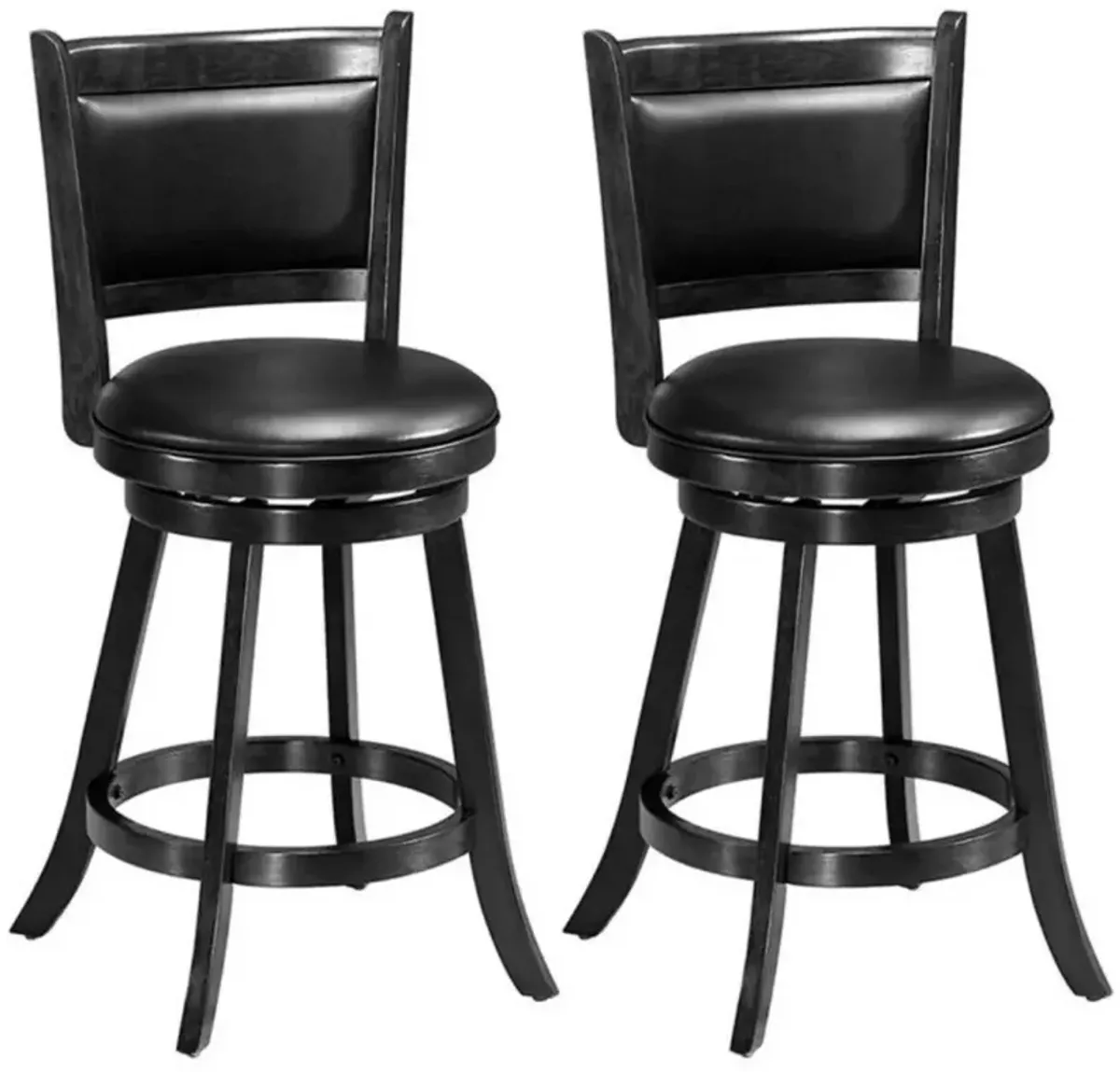 Hivvago 2 Pieces 24 Inch Swivel Counter Stool Dining Chair Upholstered Seat