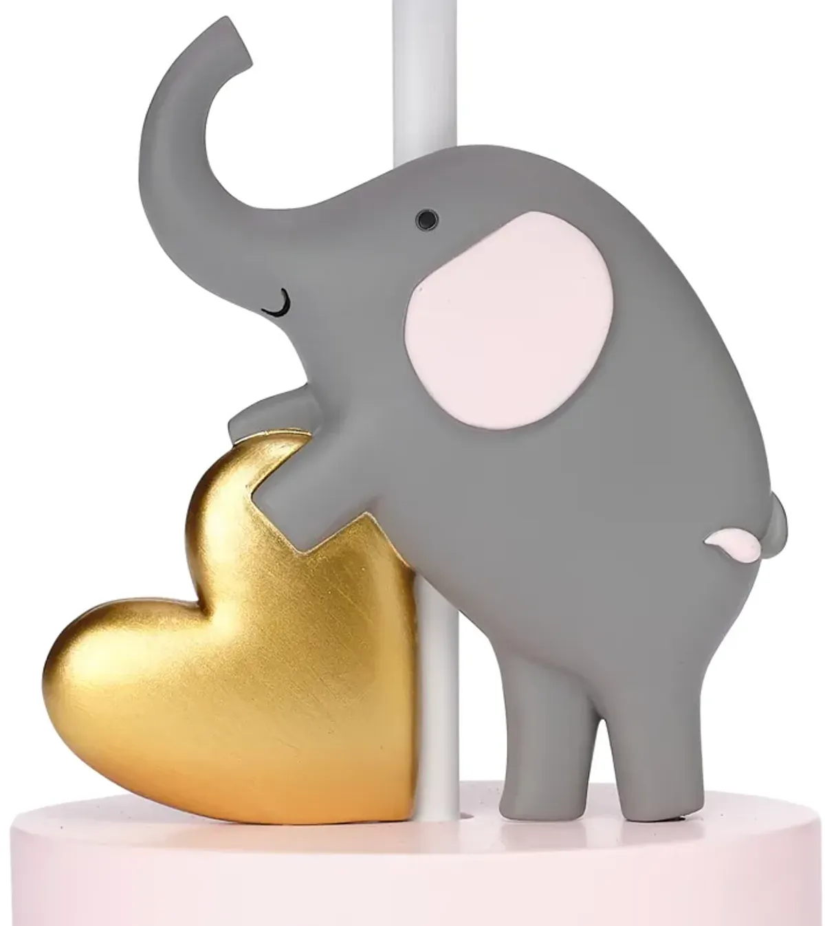 Bedtime Originals Eloise Pink/Gold Elephant and Heart Lamp & Shade with Bulb