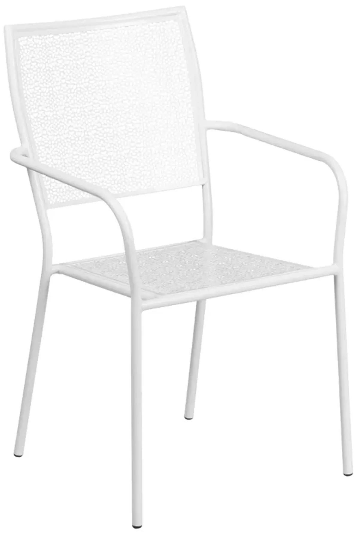 Flash Furniture Oia Commercial Grade 30" Round White Indoor-Outdoor Steel Folding Patio Table Set with 4 Square Back Chairs