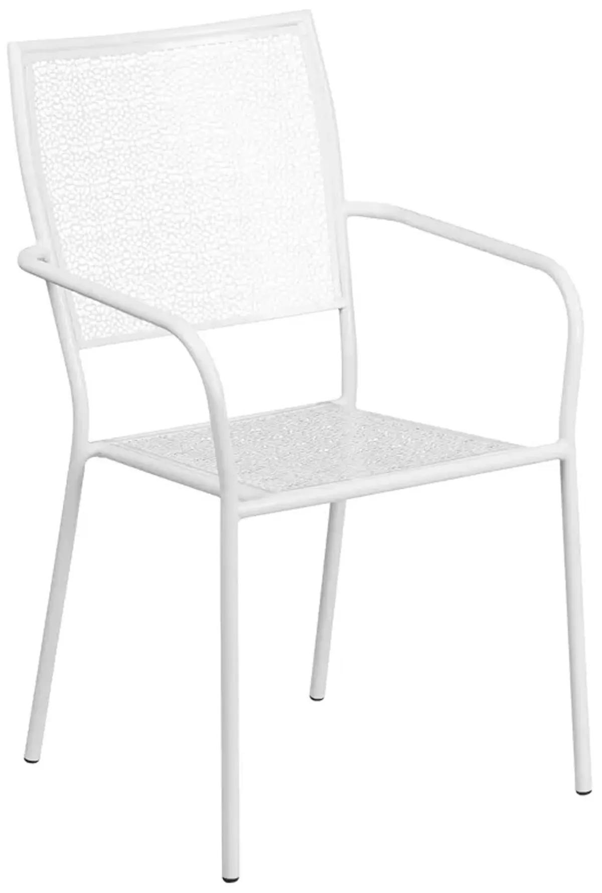Flash Furniture Oia Commercial Grade 30" Round White Indoor-Outdoor Steel Folding Patio Table Set with 4 Square Back Chairs