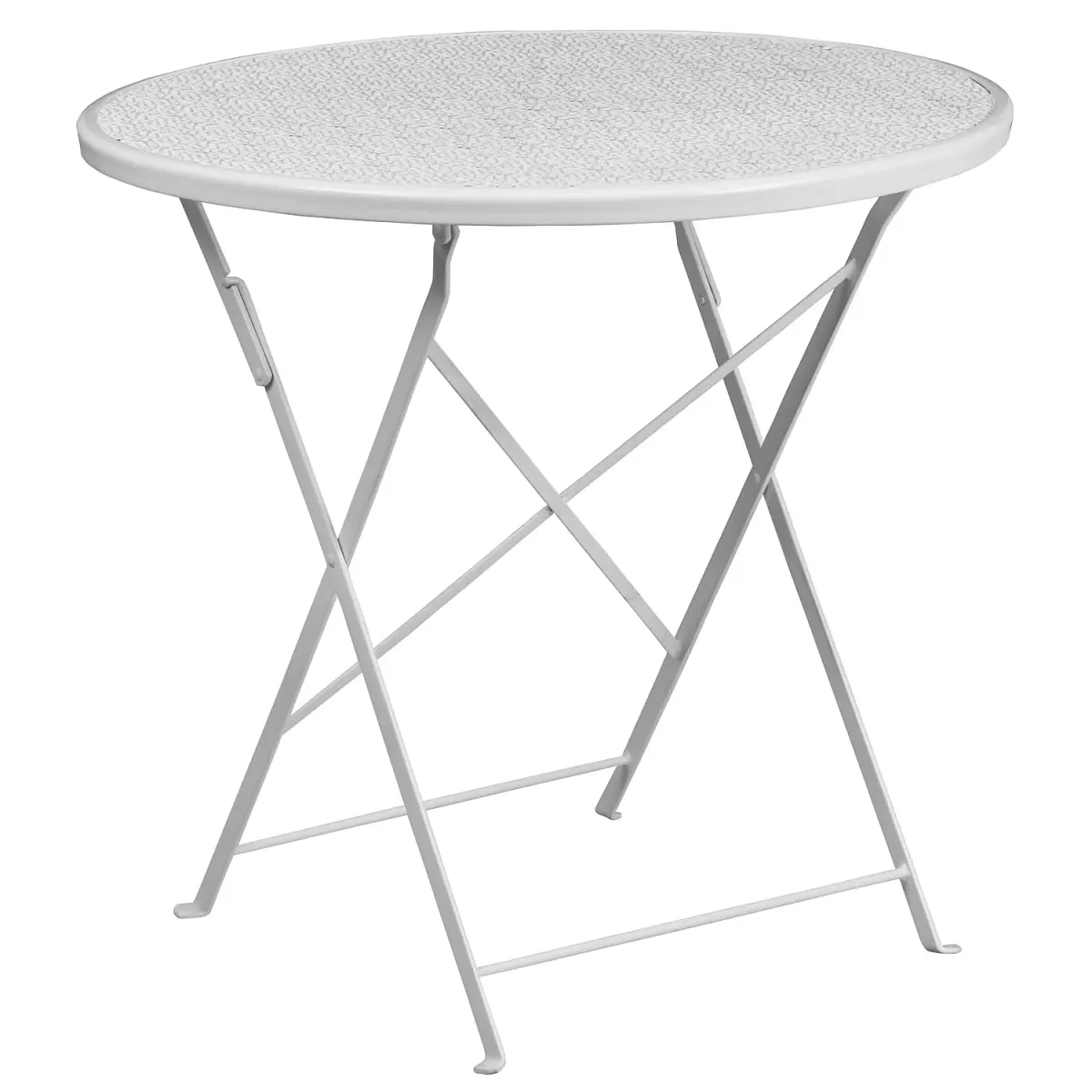 Flash Furniture Oia Commercial Grade 30" Round White Indoor-Outdoor Steel Folding Patio Table Set with 4 Square Back Chairs