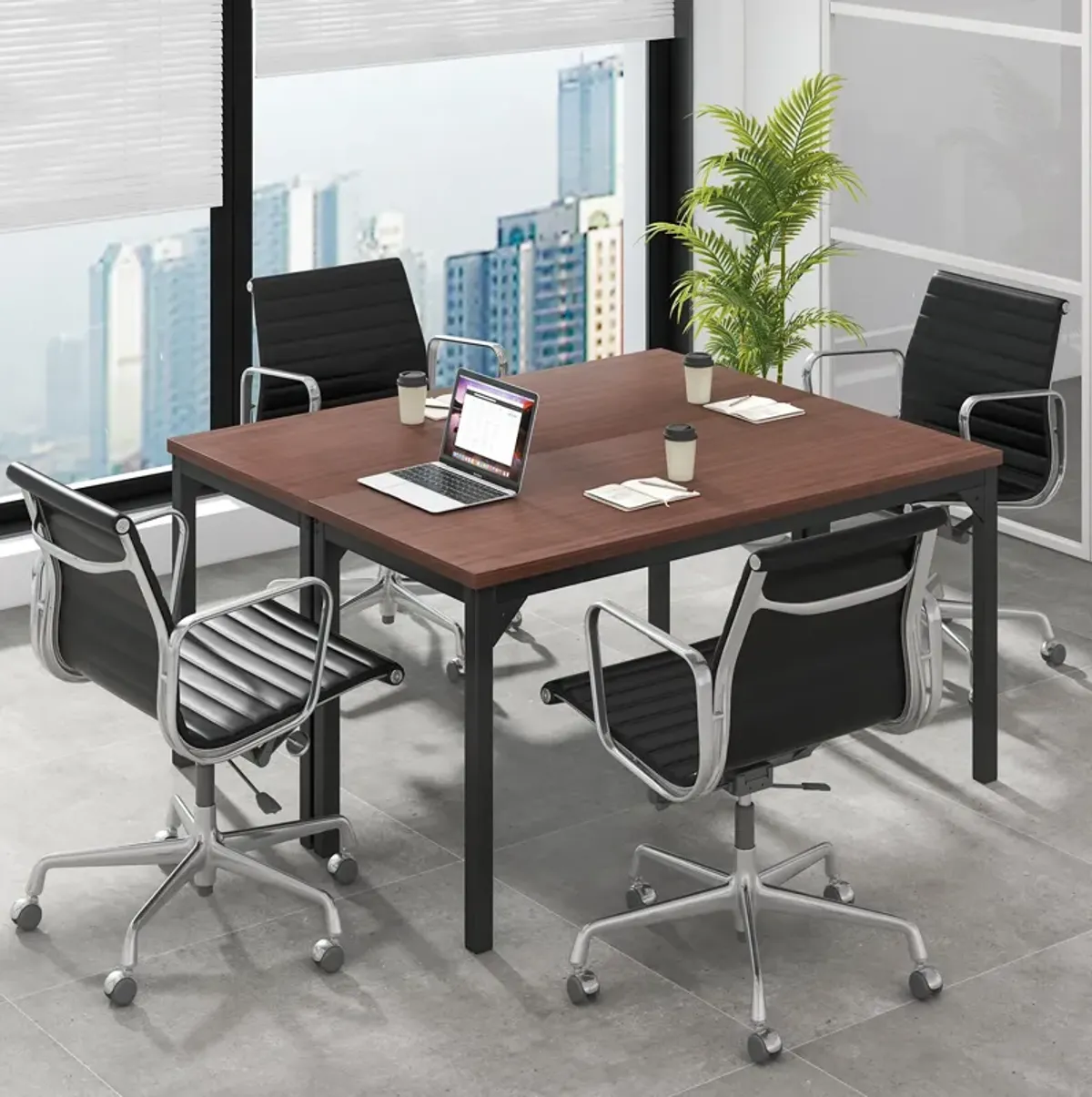 Costway Set of 2 55" Conference Table Office Computer Study Desk Metal Base Meeting Room