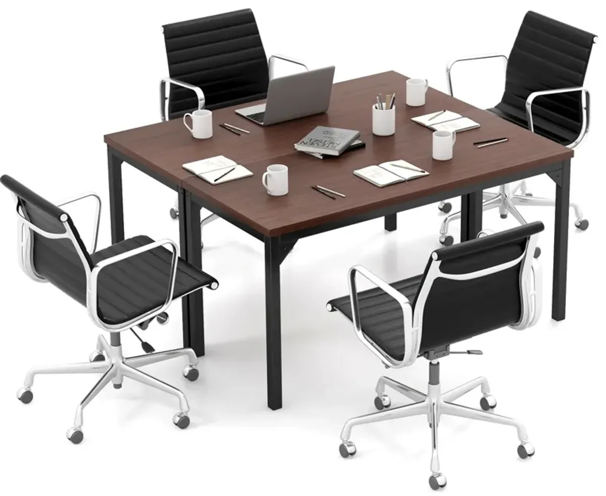 Costway Set of 2 55" Conference Table Office Computer Study Desk Metal Base Meeting Room