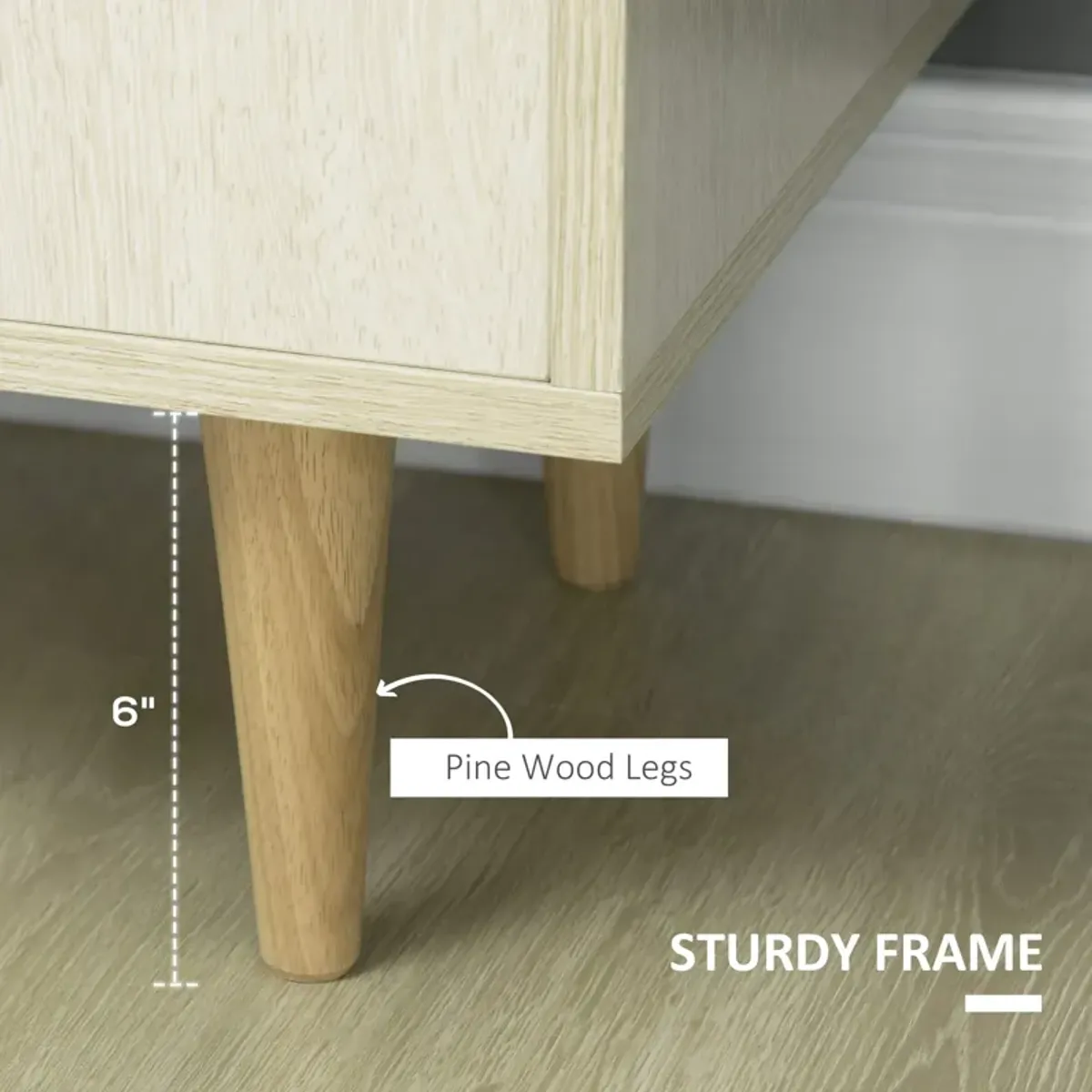 Natural Kitchen Storage: Modern Cabinet with Adjustable Wood Legs