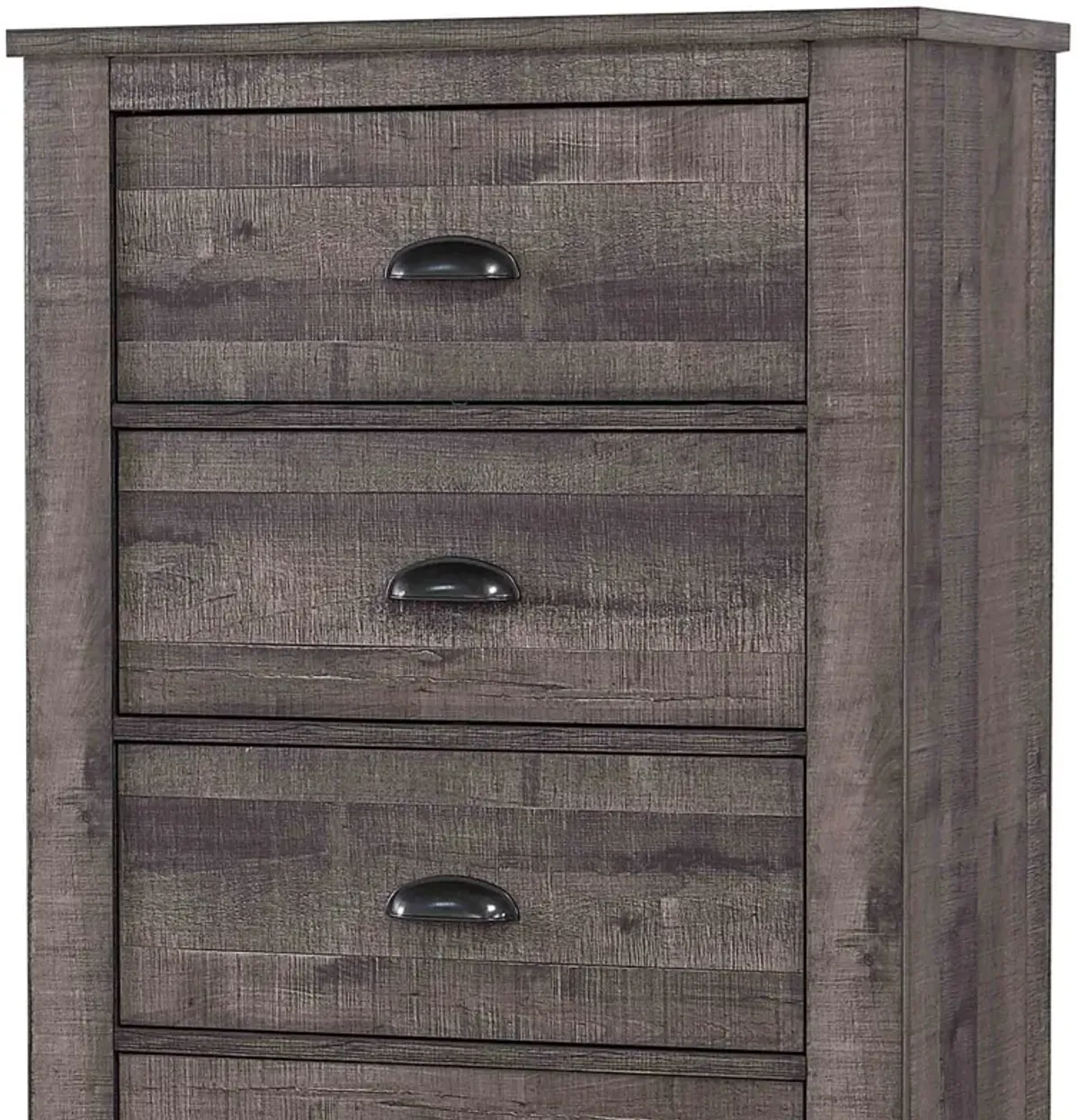 48 inch 4 Drawer Wooden Chest with Cup Pulls, Gray - Benzara