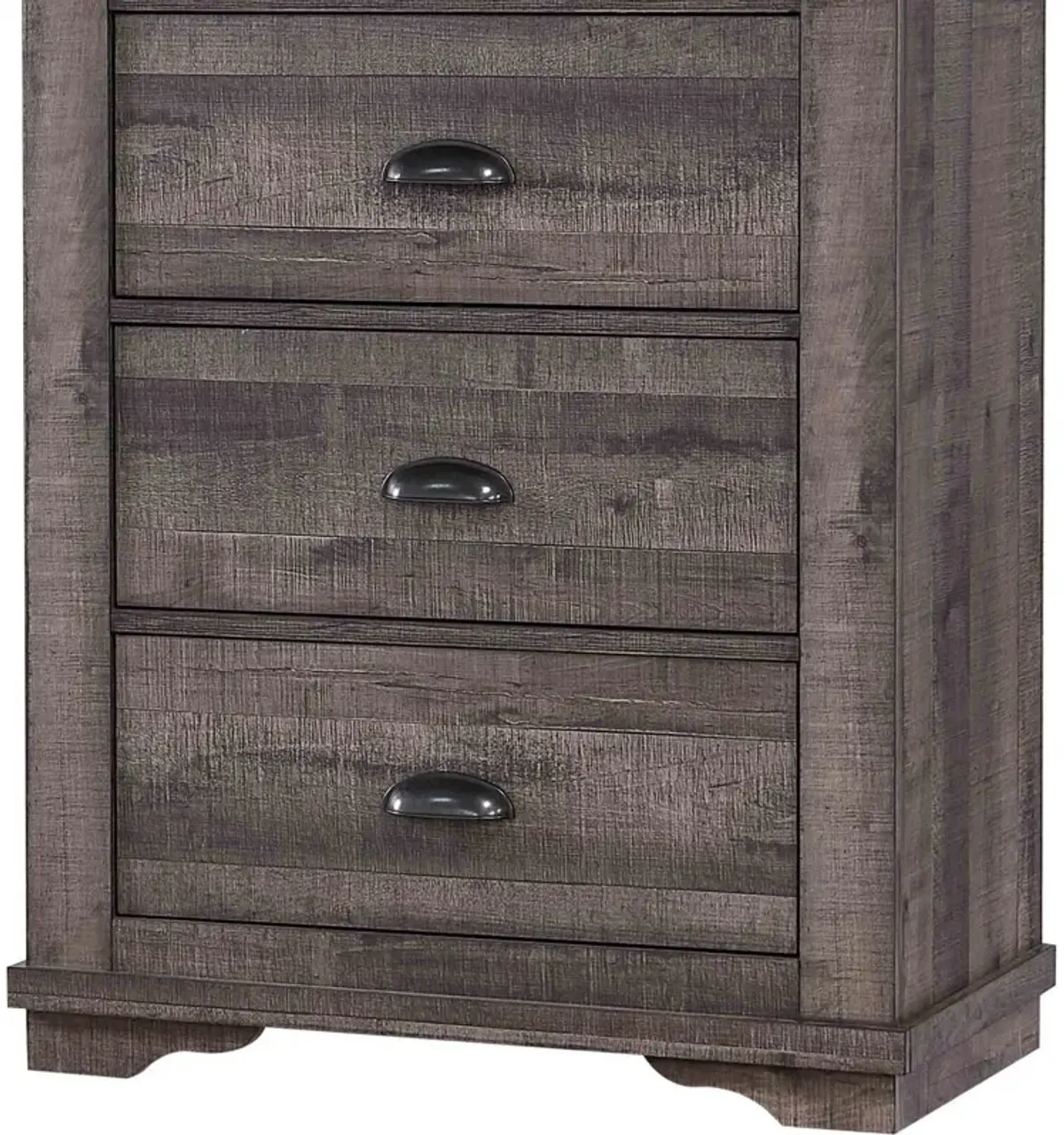 48 inch 4 Drawer Wooden Chest with Cup Pulls, Gray - Benzara