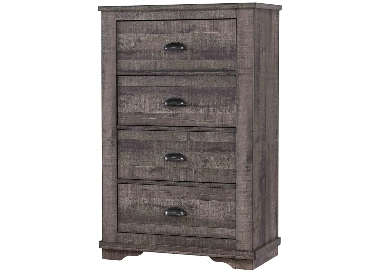 48 inch 4 Drawer Wooden Chest with Cup Pulls, Gray - Benzara