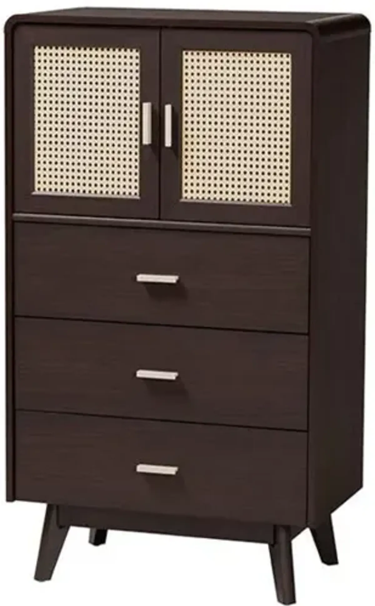 Baxton Studio Mid-Century Modern Espresso Brown Wood 3-Drawer Storage Chest