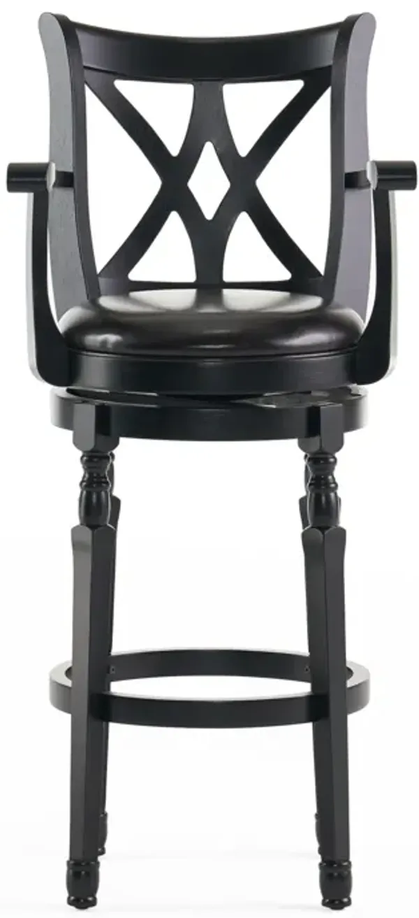 Streamdale Swivel Leather Barstool With Arms And Footrest