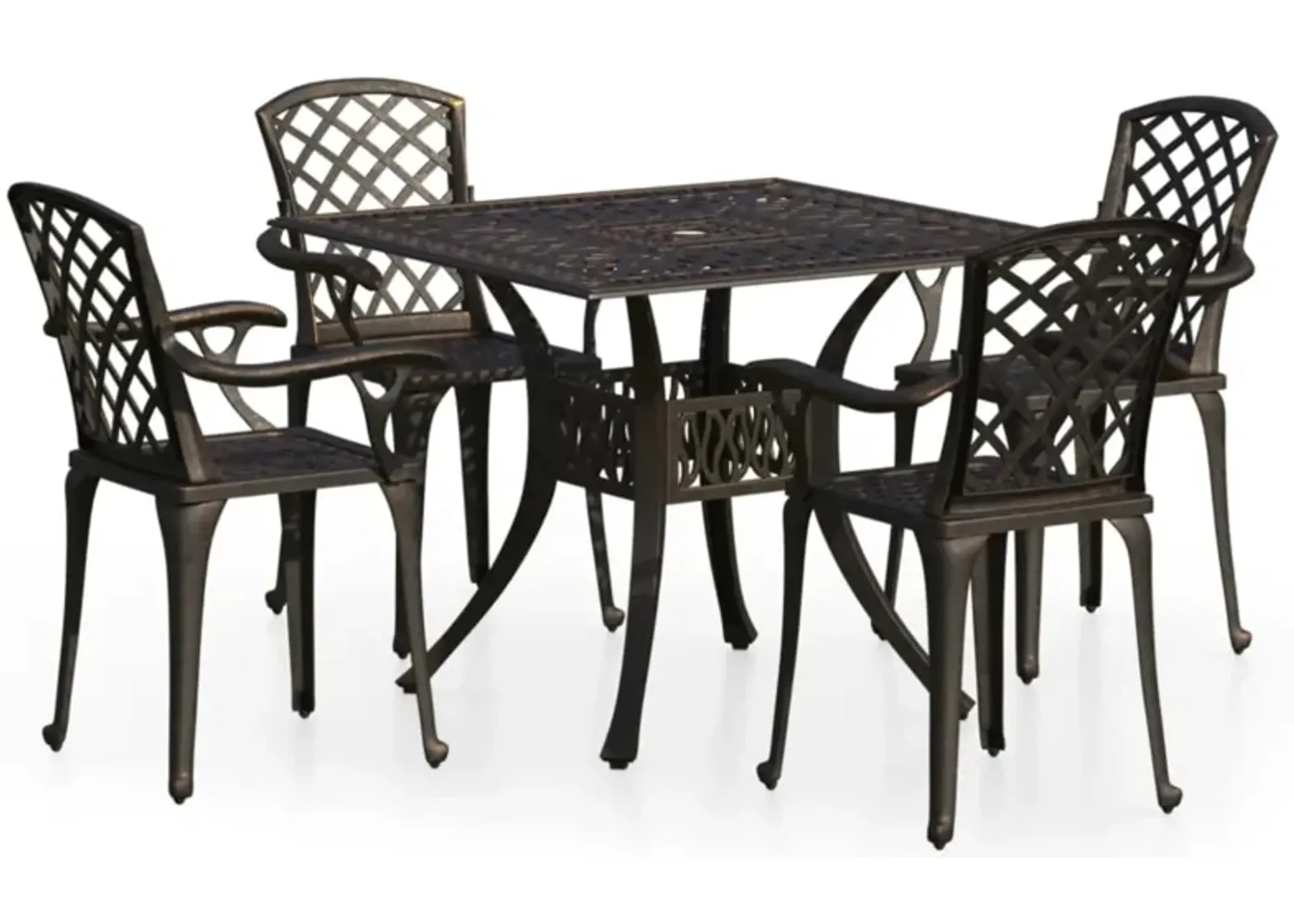 vidaXL Bistro Set 5 Piece, Table and Chair for Balcony, Bistro Table for Yard Park, Outdoor Furniture, Industrial Style, Cast Aluminum Bronze