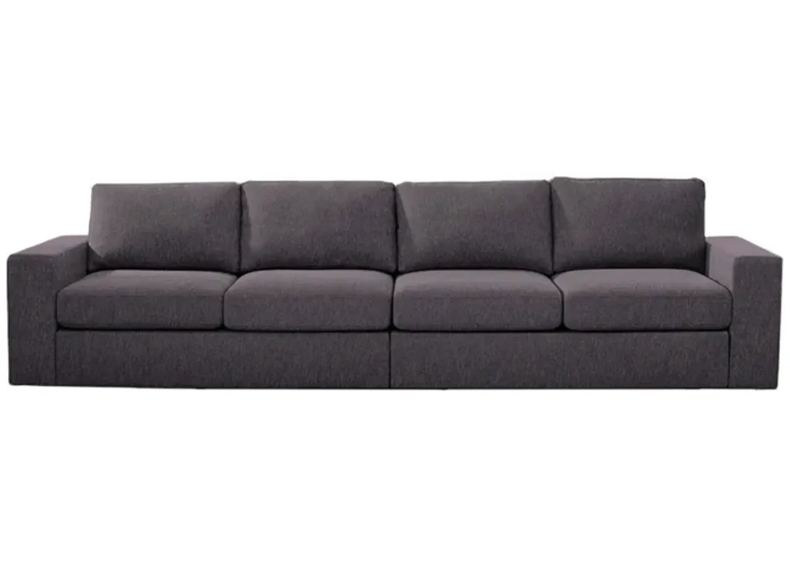 Brody 120 Inch Modern 4 Seater Sofa with Padded Cushions, Dark Gray Fabric-Benzara