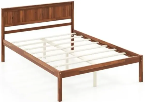 Mid Century Style Wood Platform Bed Frame with Headboard for Home Decor