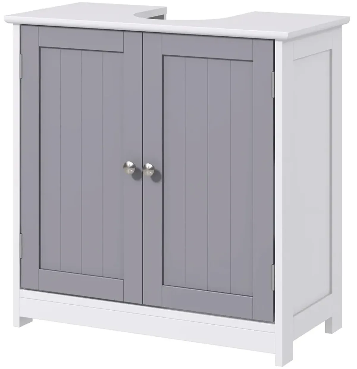 Short Pedestal Sink Washroom Storage Furniture w/Double Doors and Moveable Shelf