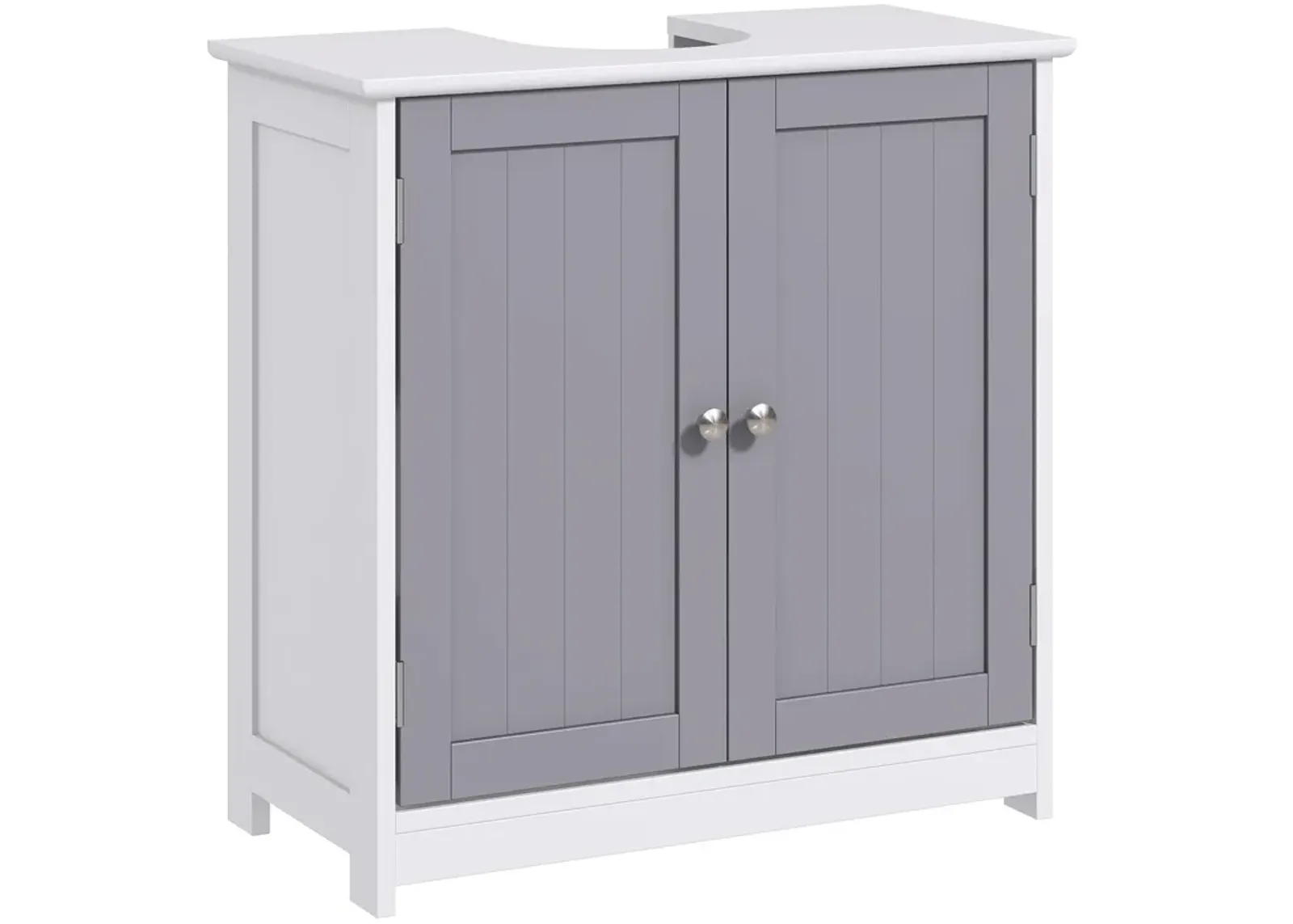 Short Pedestal Sink Washroom Storage Furniture w/Double Doors and Moveable Shelf