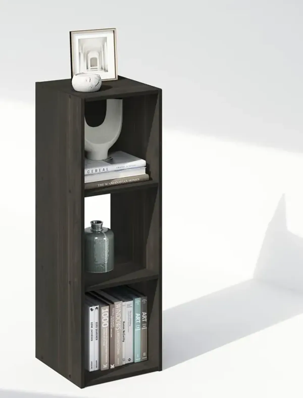 Pelli Cubic Storage Cabinet, Bookcase, Bookshelf, 3-Cube, Espresso