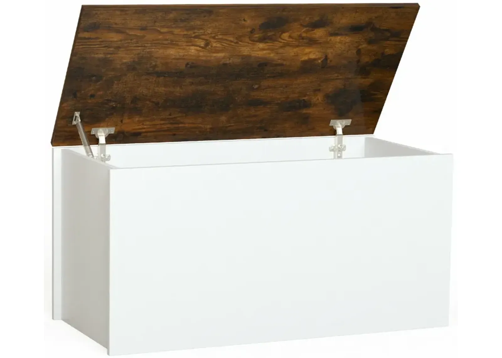 Flip-top Storage Chest with Self-hold Cover and Pneumatic Rod-White