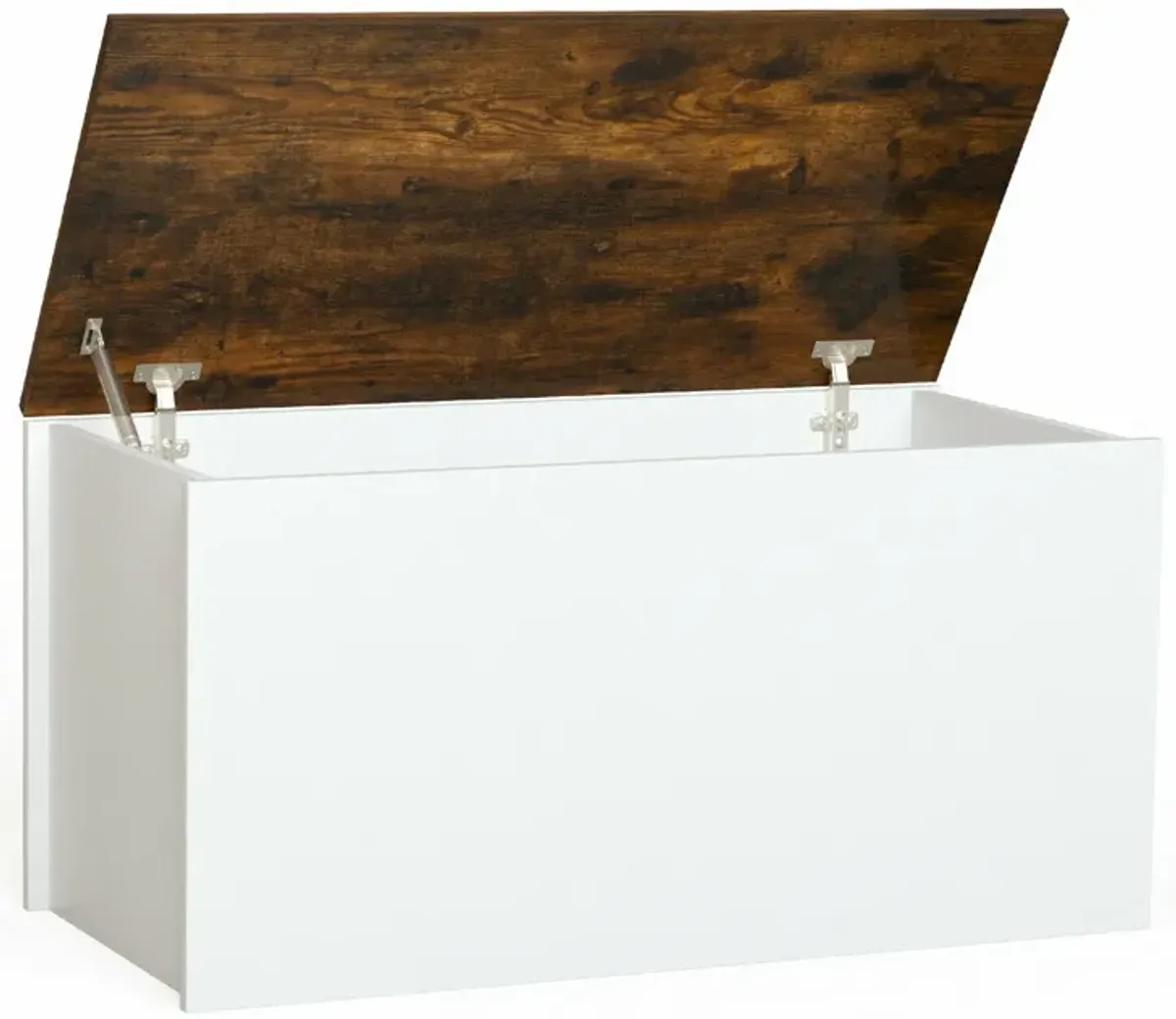 Flip-top Storage Chest with Self-hold Cover and Pneumatic Rod-White