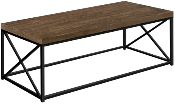 Monarch Specialties I 3416 Coffee Table, Accent, Cocktail, Rectangular, Living Room, 44"L, Metal, Laminate, Brown, Black, Contemporary, Modern