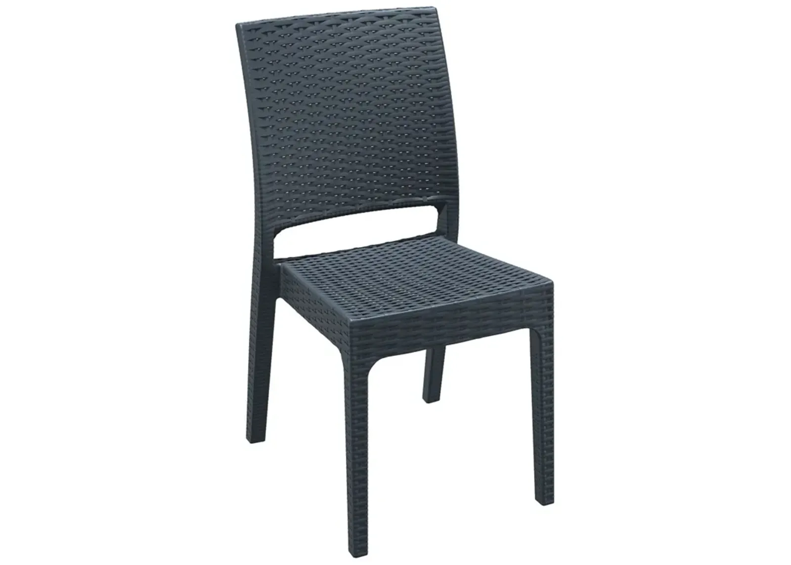 34" White Patio Wickerlook Stackable Dining Chair