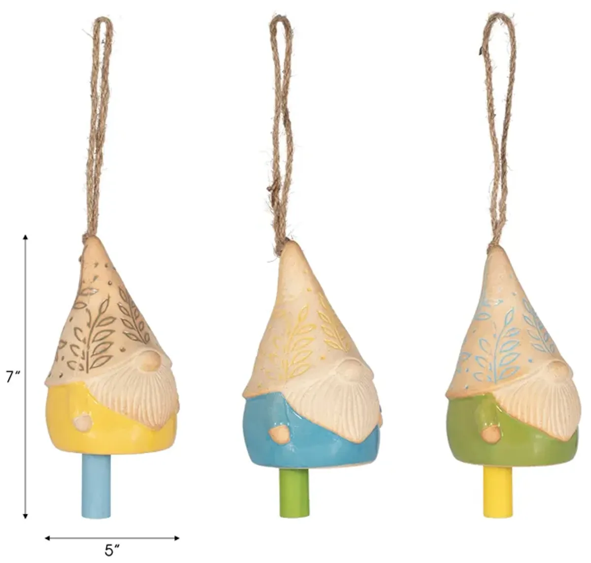 Ceramic Gnome Bells (Set of 3)