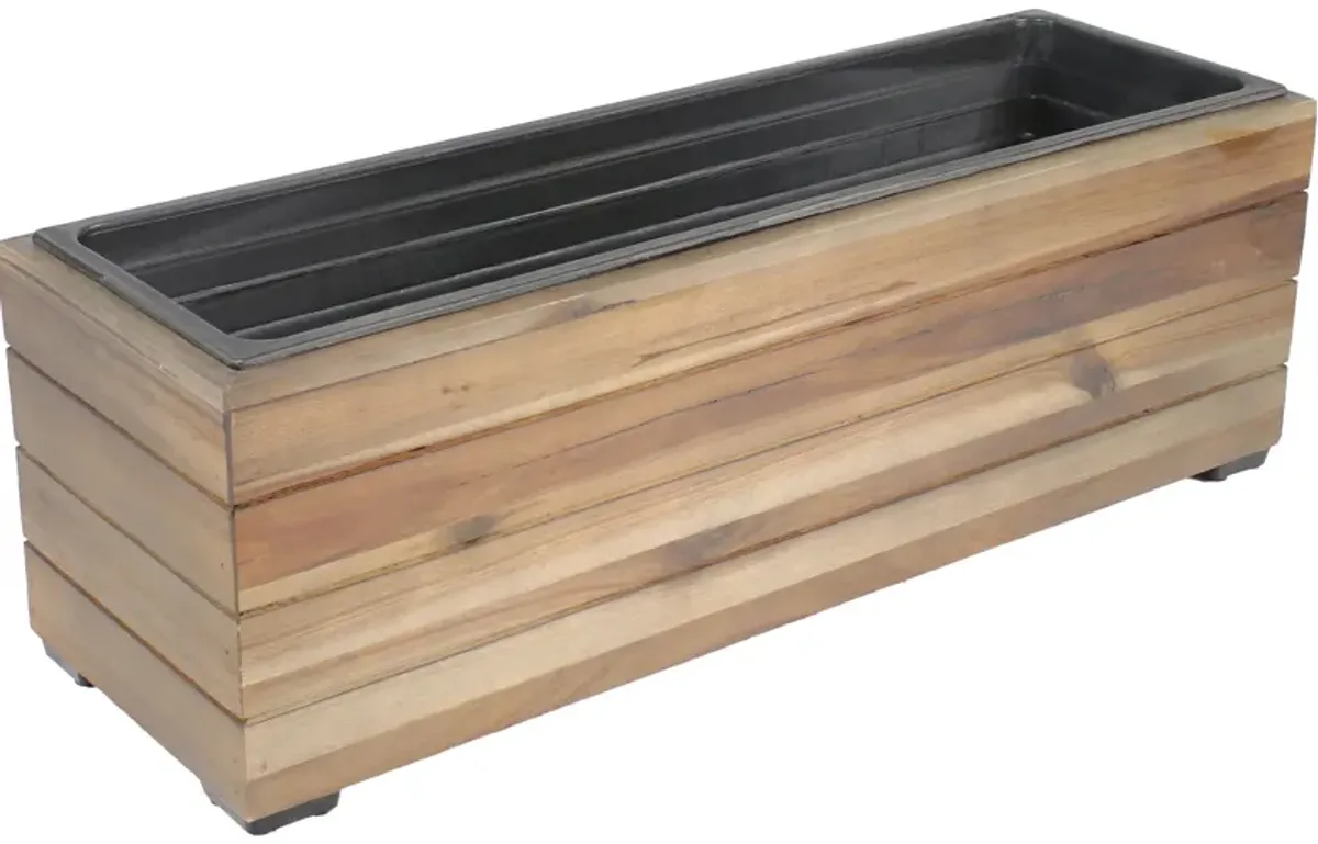 Sunnydaze Acacia Rectangle Planter Box with Plastic Liner