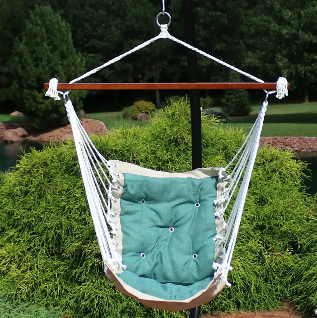 Sunnydaze Polyester Fabric Victorian Hammock Chair with Cushion