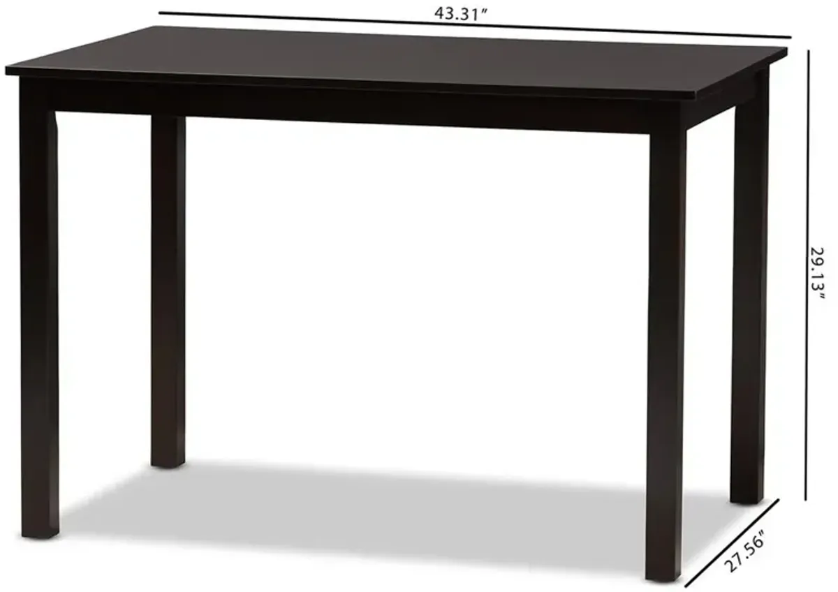 Baxton Studio Eveline Modern Espresso Brown Finished Wood 43-Inch Dining Table