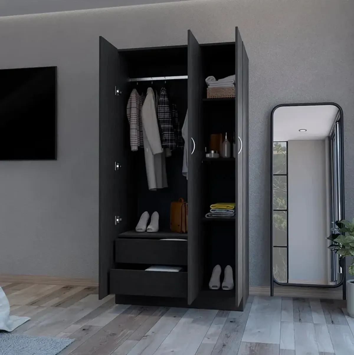 Wardrobe Erie, Bedroom, Black