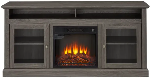 Mondawe Modern TV Media Console With 18 Inch Fireplace, Suitable For Shelving TVs Under 65 Inches