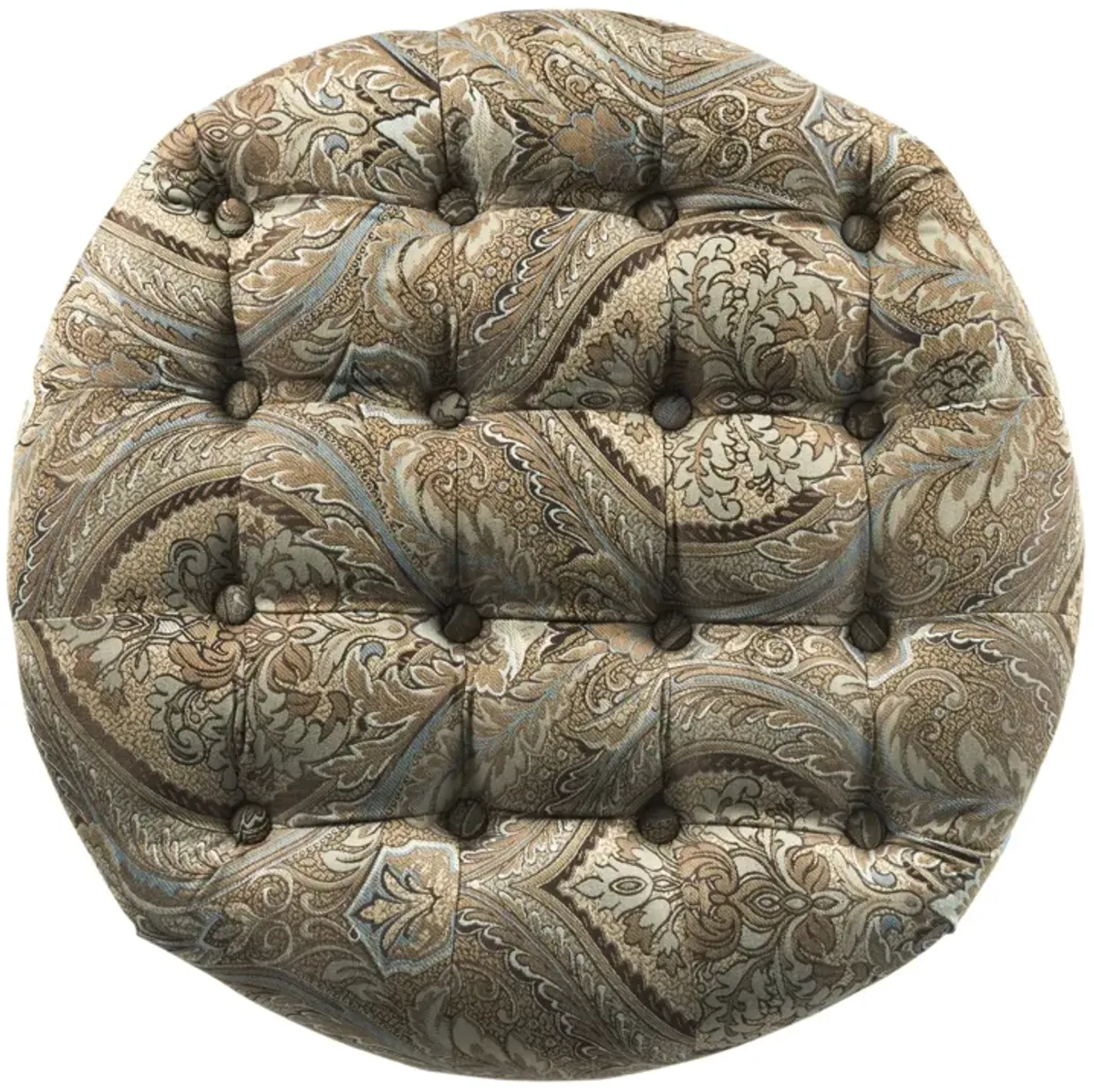 Paisley Patterned Fabric Upholstered Wooden Ottoman with Hidden Storage, Multicolor - Benzara