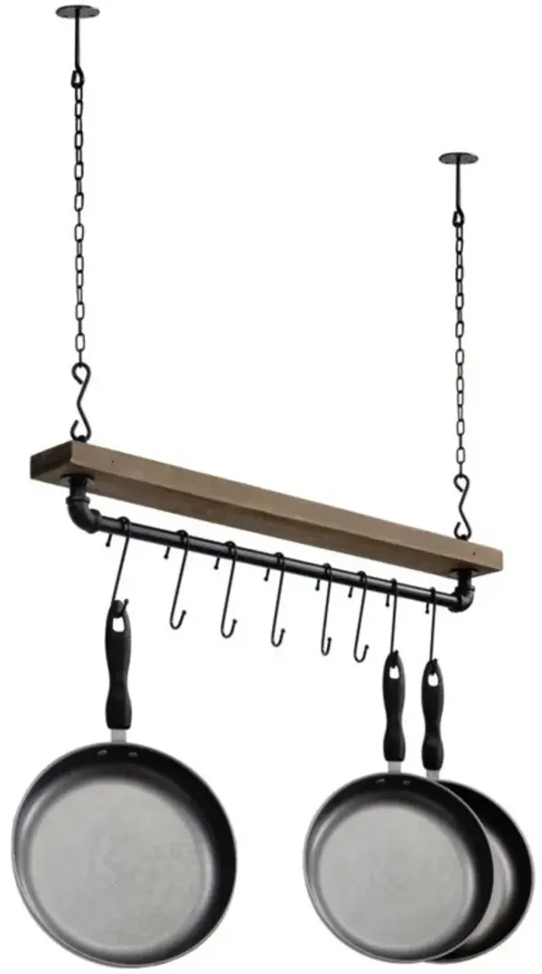 Hivvago FarmHome Rustic Industrial 8 S-Hooks Ceiling Mounted Hanging Pot Rack