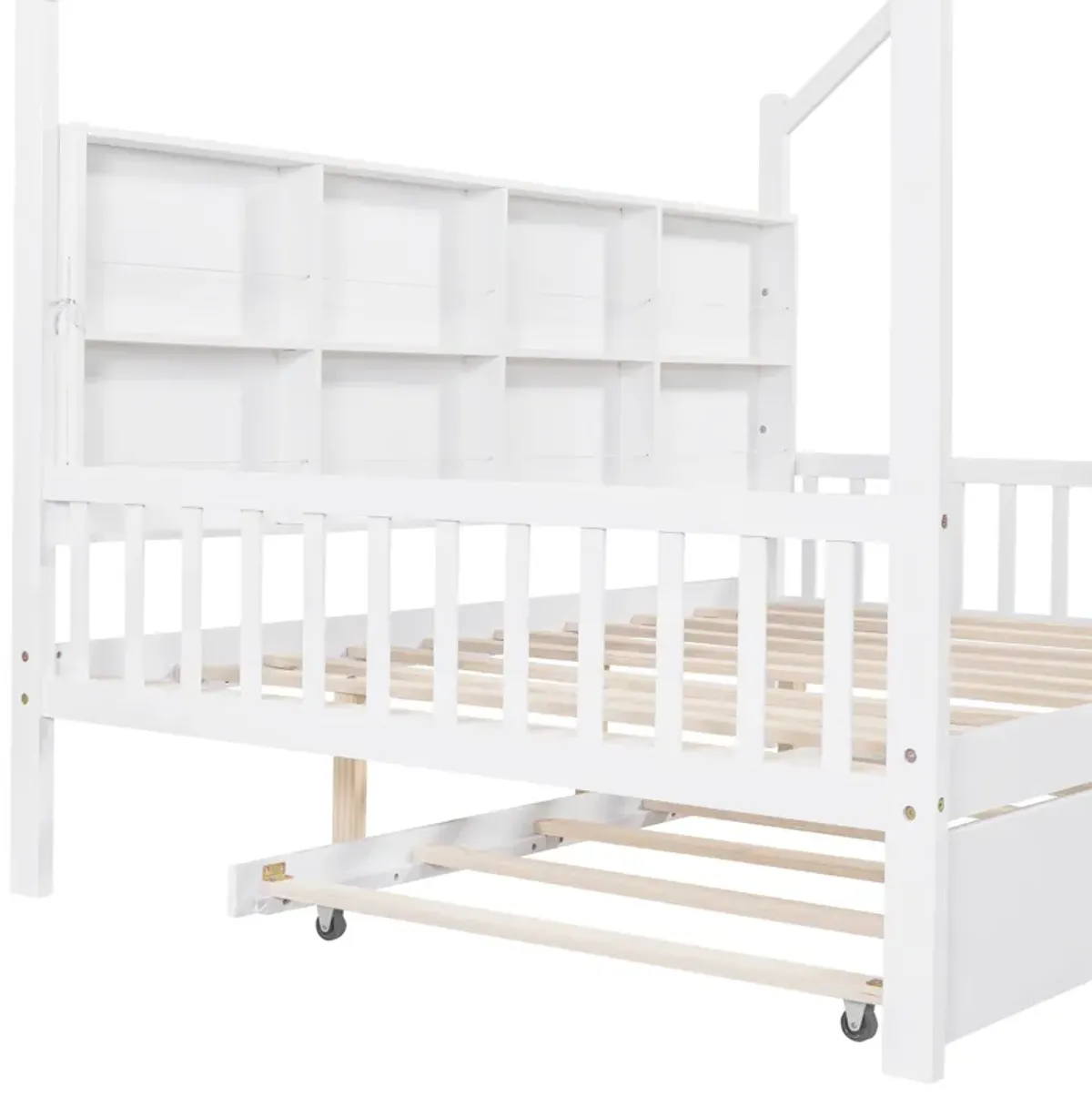 Merax Wooden House Platform with Trundle Bed Frame