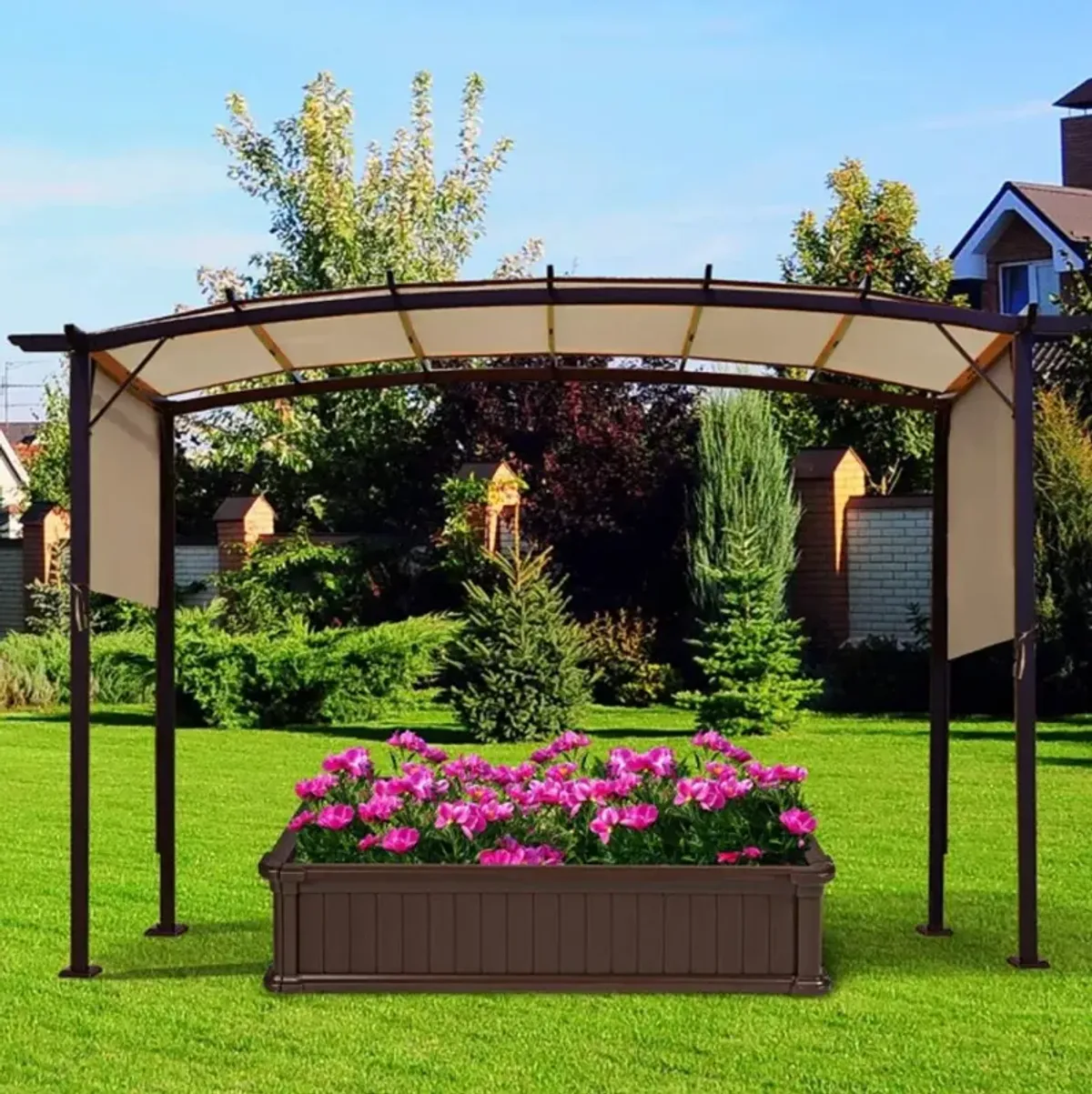 Hivvago Outdoor Canopy Shade Cover with Copper Grommets & 4 Straps