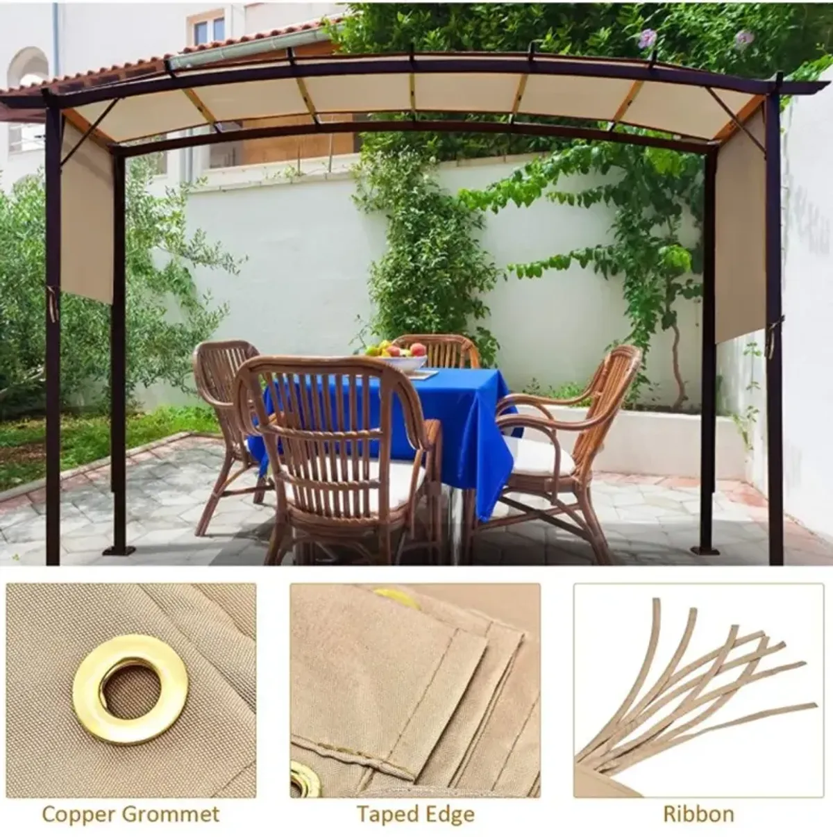 Hivvago Outdoor Canopy Shade Cover with Copper Grommets & 4 Straps