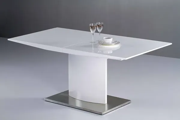 (63"-87")X35.4"X30" EXTENSION D.TABLE/WHITE LACQUER BASE