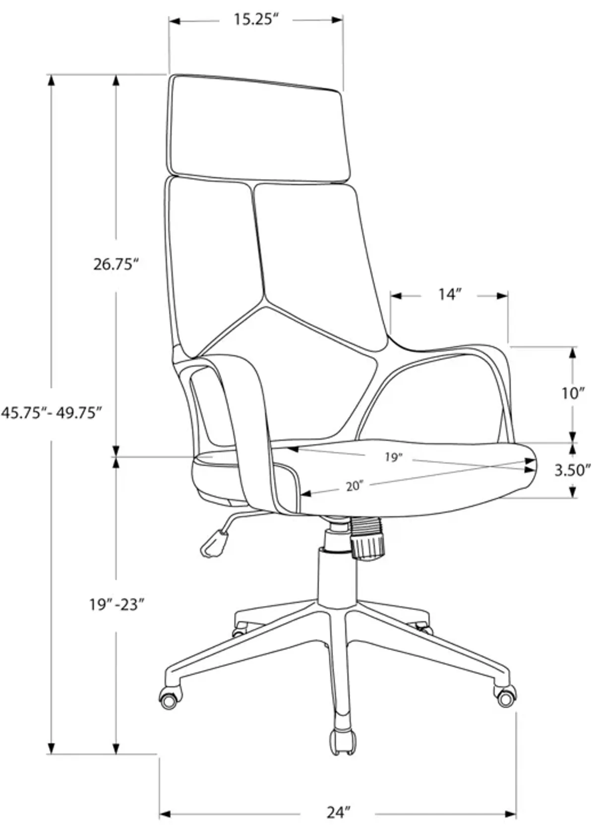 Monarch Specialties I 7272 Office Chair, Adjustable Height, Swivel, Ergonomic, Armrests, Computer Desk, Work, Metal, Fabric, Black, Contemporary, Modern