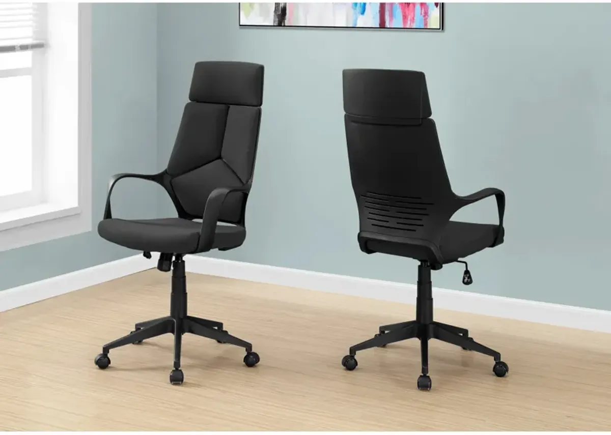 Monarch Specialties I 7272 Office Chair, Adjustable Height, Swivel, Ergonomic, Armrests, Computer Desk, Work, Metal, Fabric, Black, Contemporary, Modern