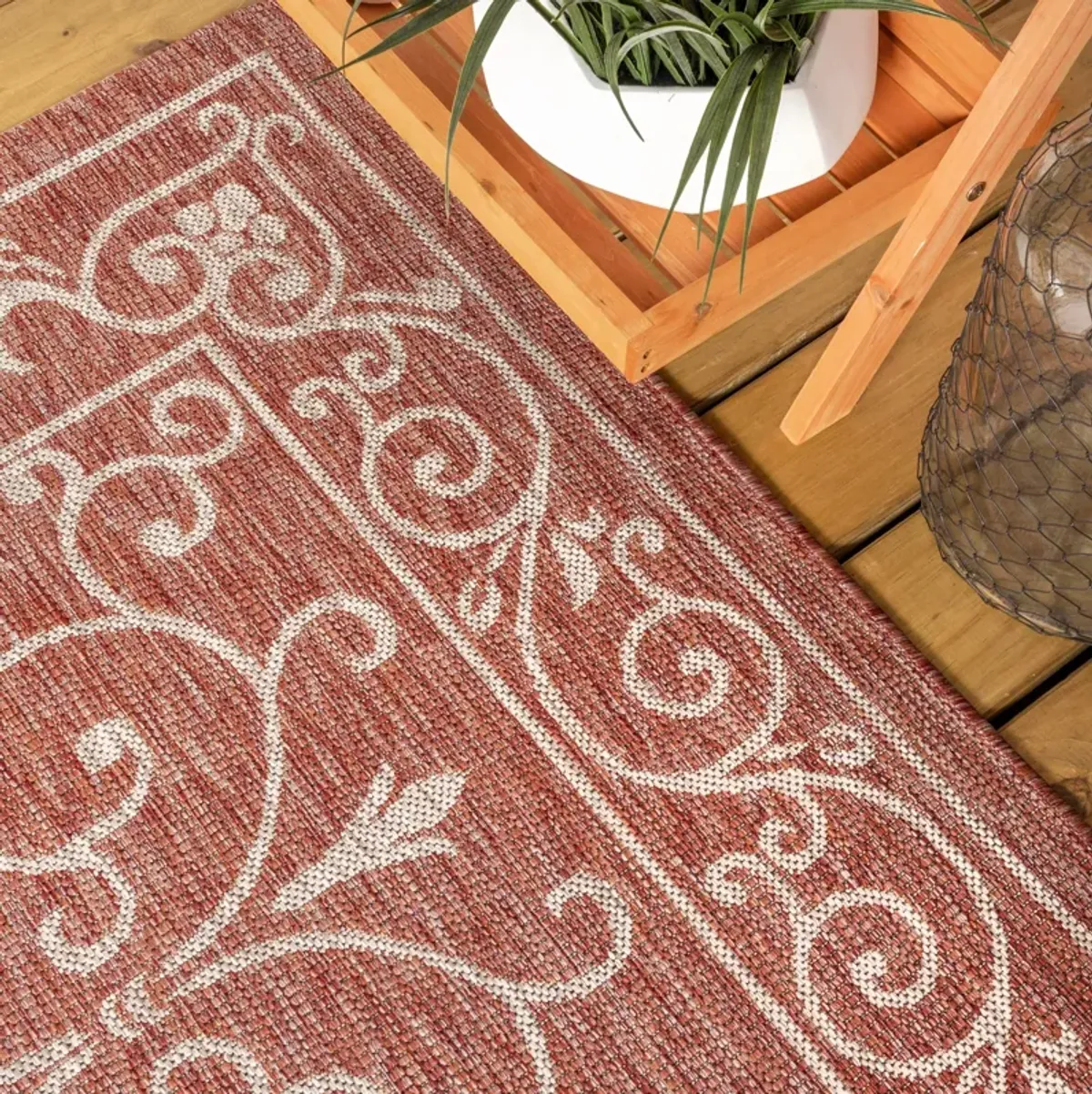 Charleston Vintage Filigree Textured Weave Indoor/Outdoor Area Rug