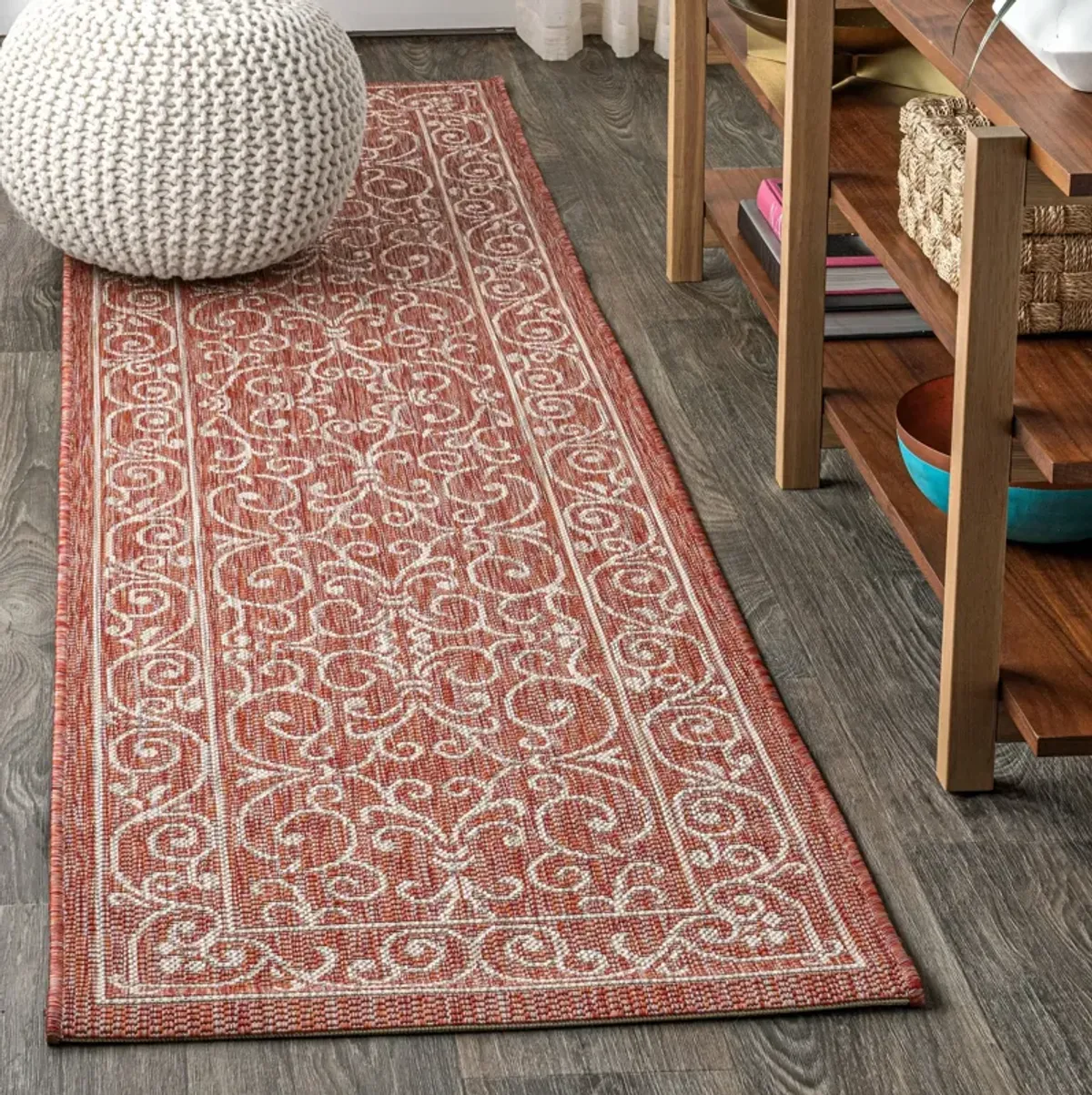 Charleston Vintage Filigree Textured Weave Indoor/Outdoor Area Rug