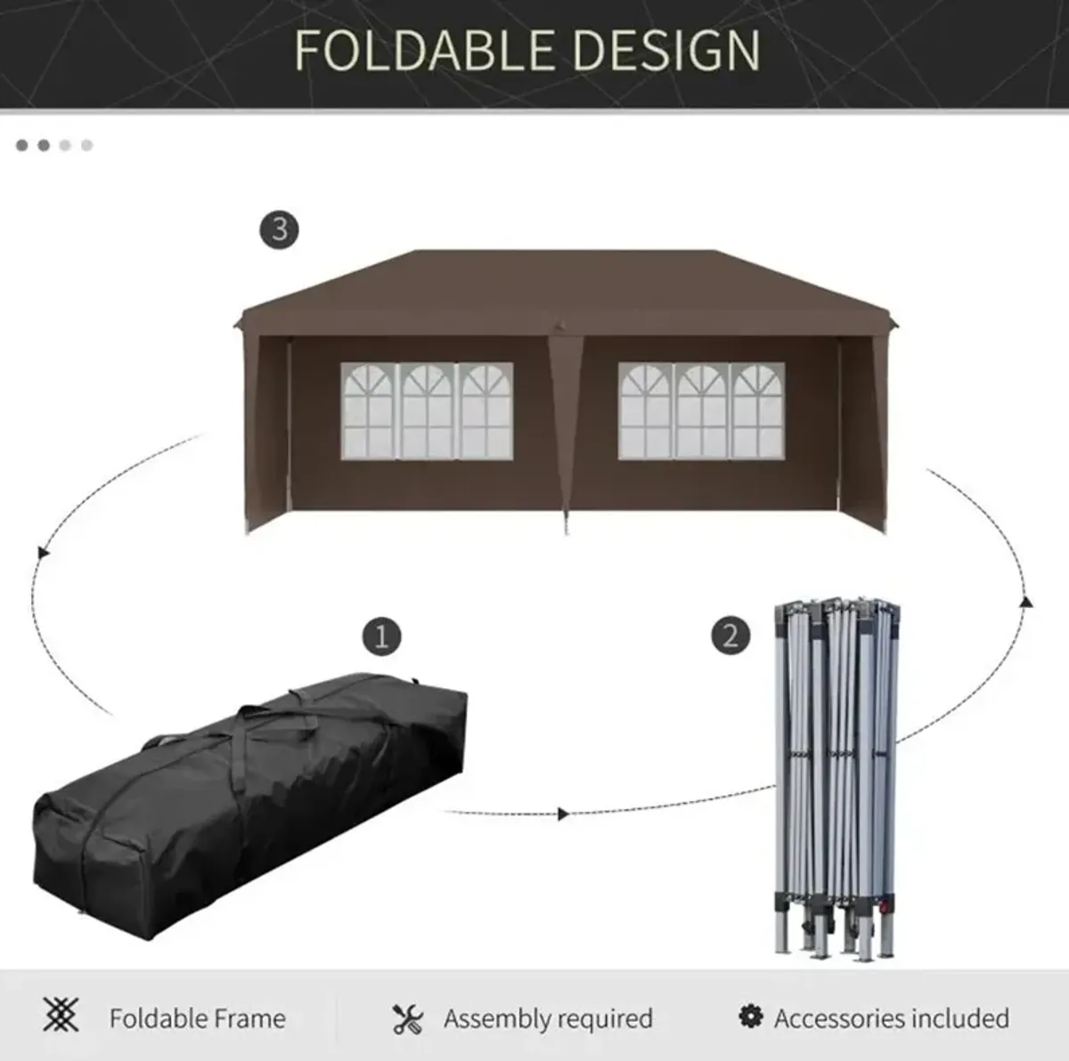 Pop-Up Canopy Party Tent with 4 Sidewalls Waterproof Outdoor Event Shelter