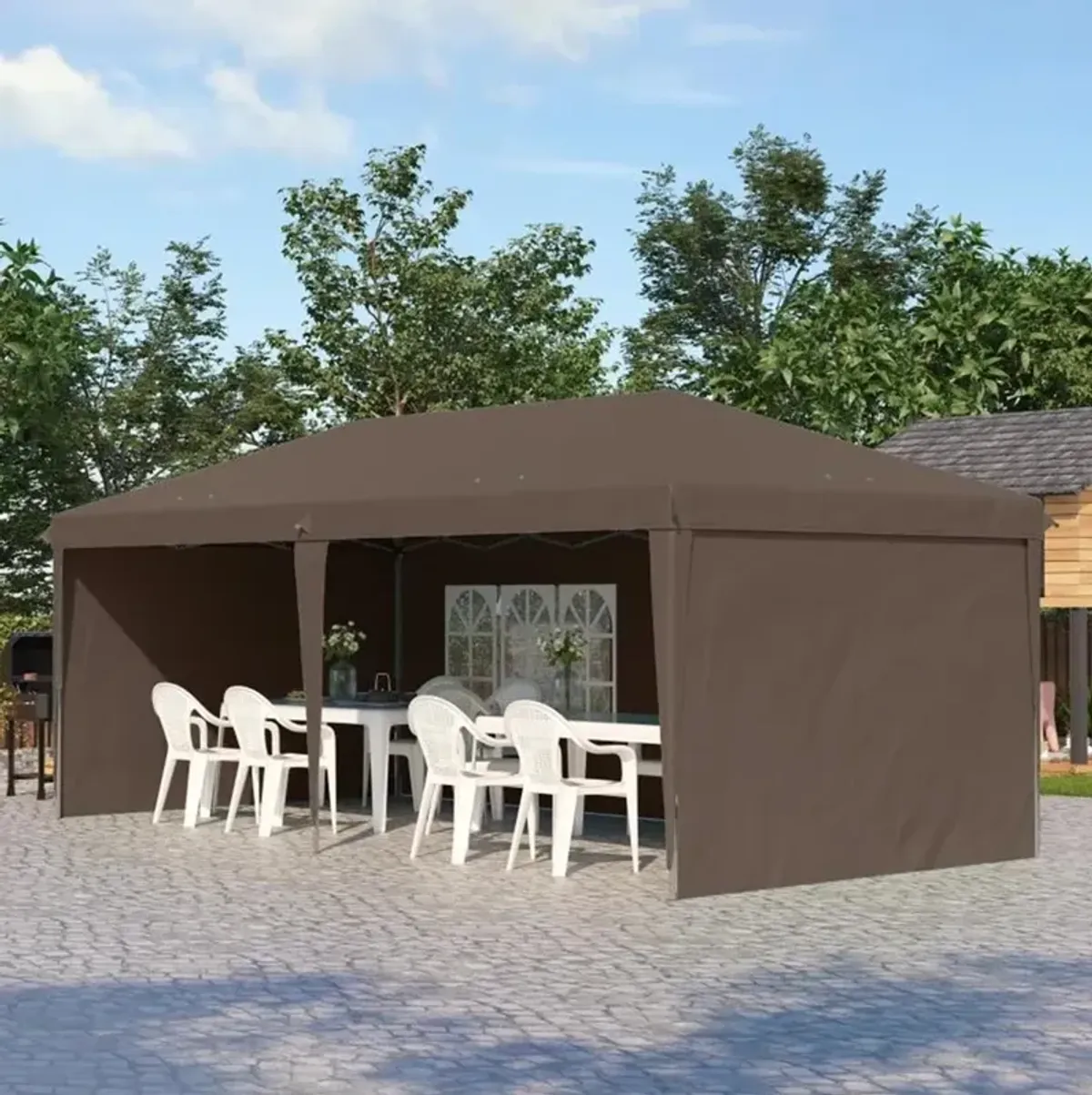 Pop-Up Canopy Party Tent with 4 Sidewalls Waterproof Outdoor Event Shelter