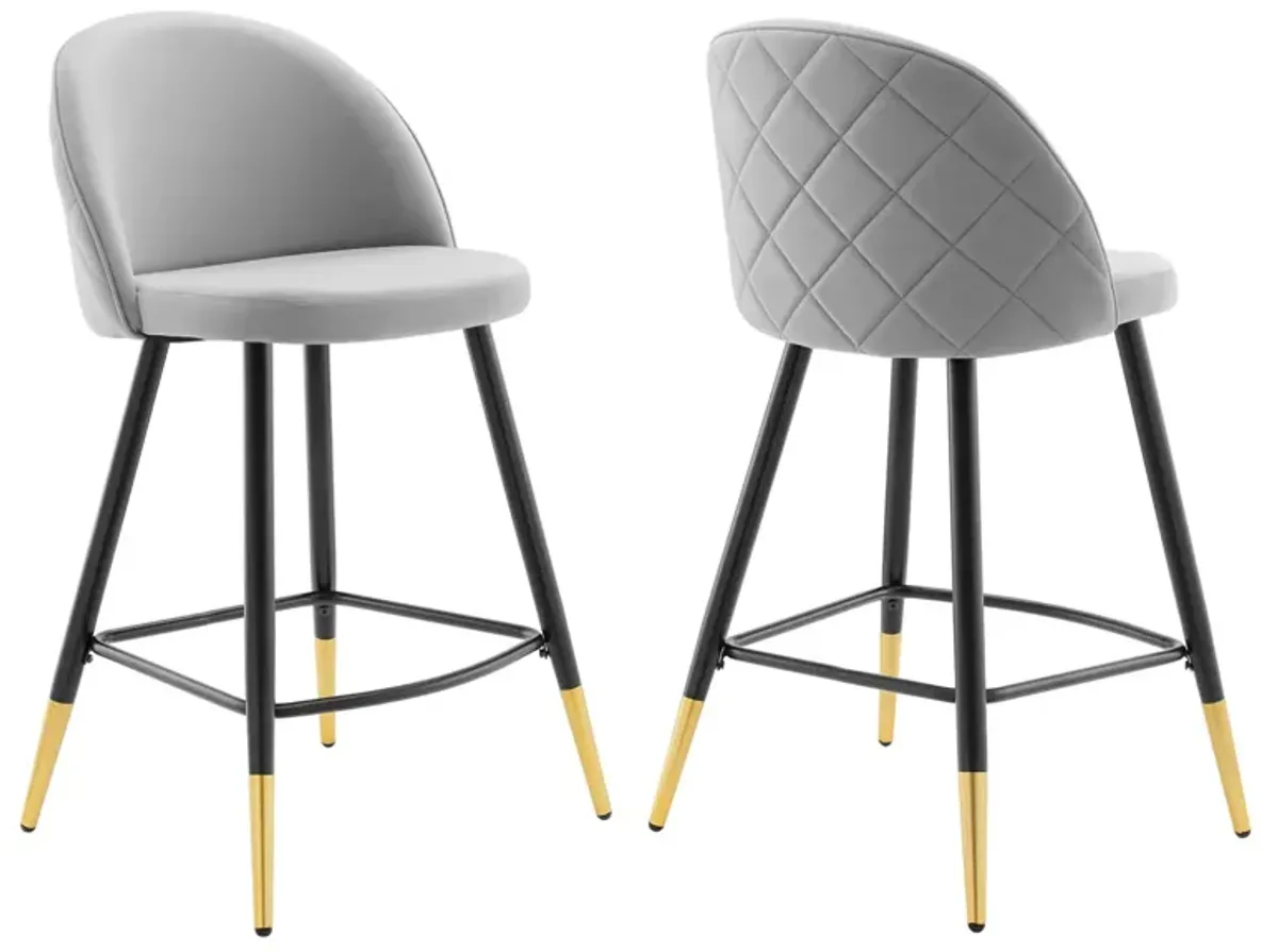 Cordial Performance Velvet Counter Stools - Set of 2